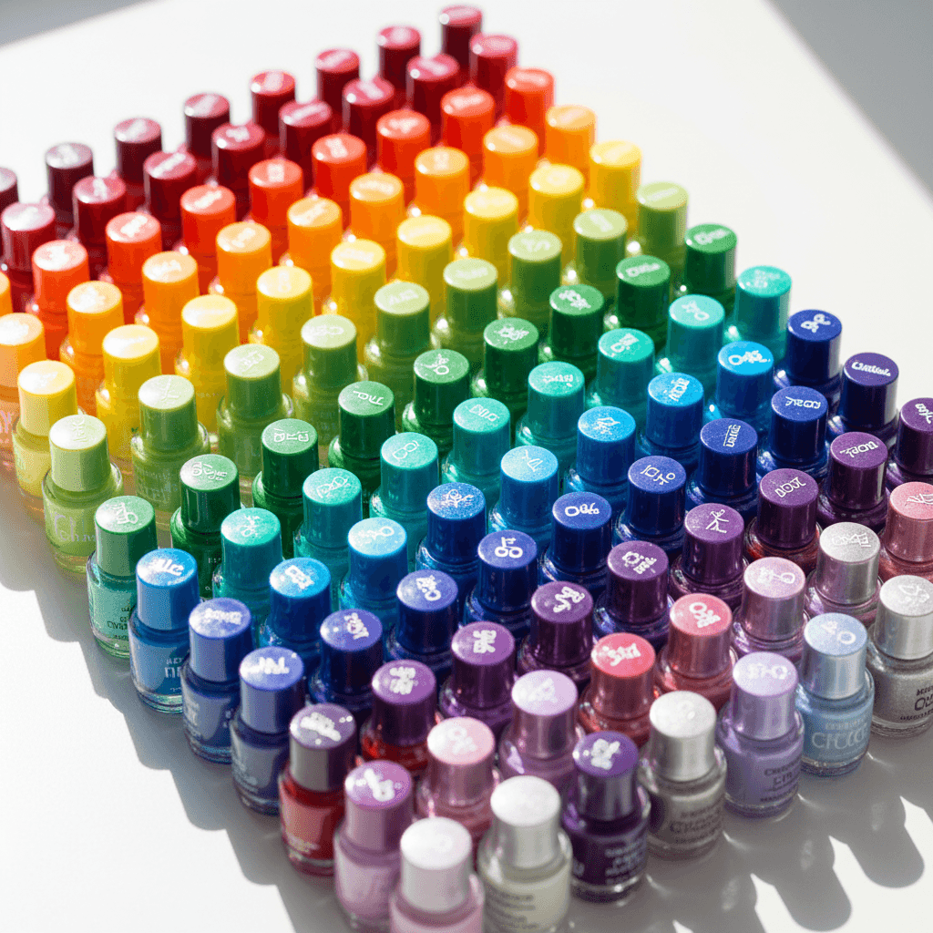 Colorful nail polish collection
