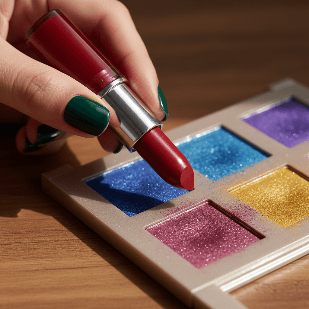Vibrant lipstick and makeup palette